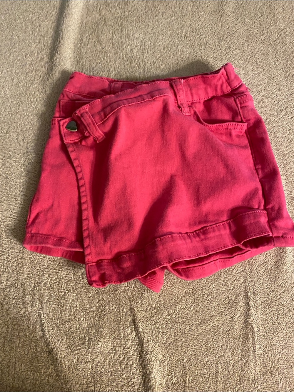 SHEIN Bright Pink Wrap-Front Girls' Skort with Heart Accent